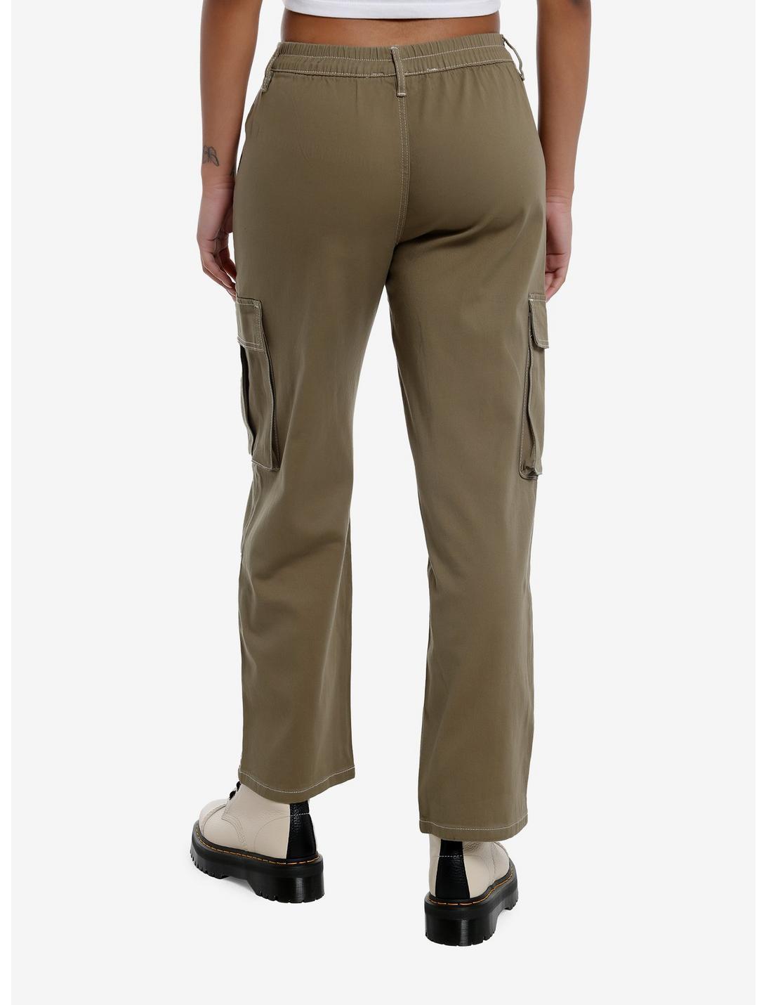 Olive Cargo Wide Leg Pants Product Image