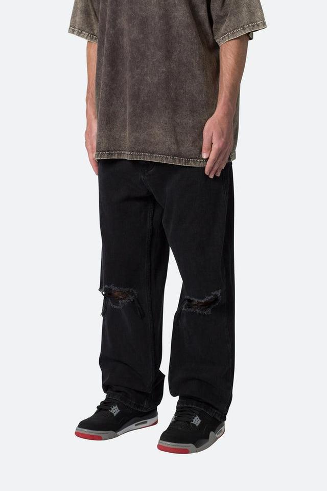 Knee Distressed Ultra Baggy Denim - Black Product Image