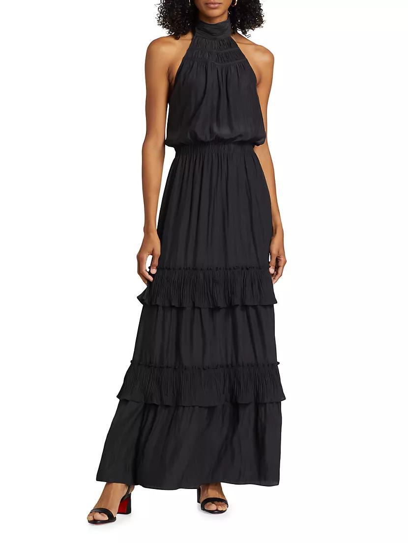 Genevive Tiered Halter Maxi Dress Product Image