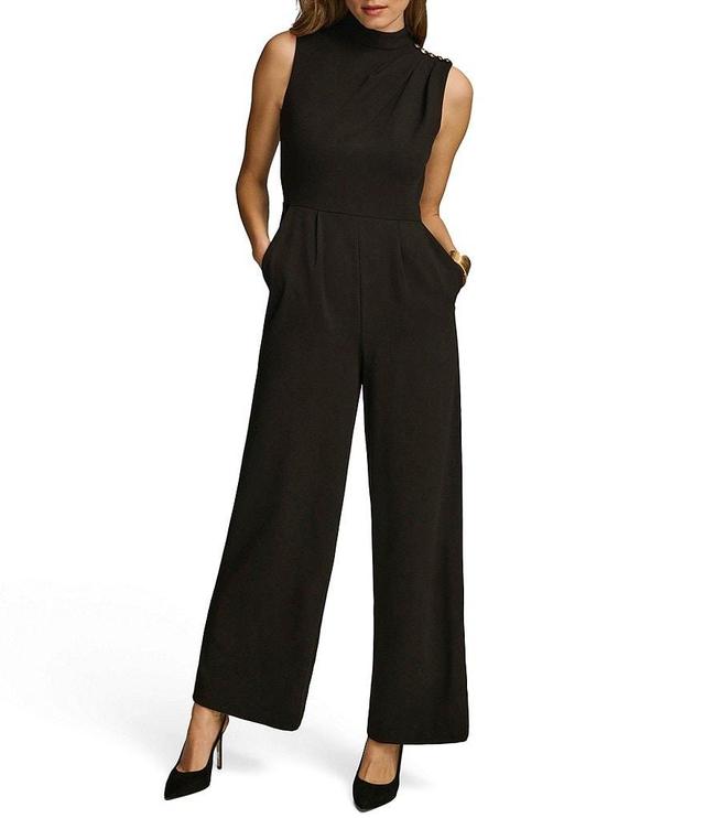 Donna Karan Sleeveless Mock Neck Crepe Jumpsuit Product Image