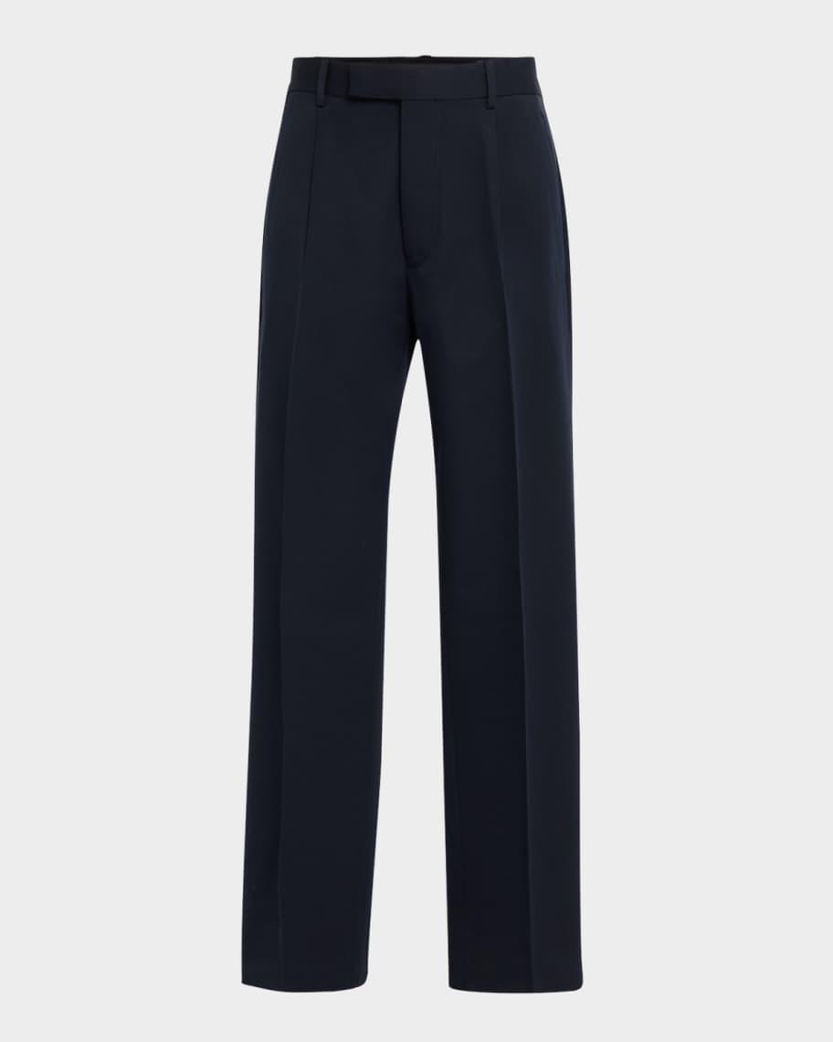 Mens Cotton and Wool Single-Pleated Trousers Product Image