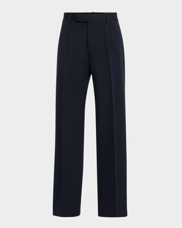 Men's Cotton and Wool Single-Pleated Trousers Product Image