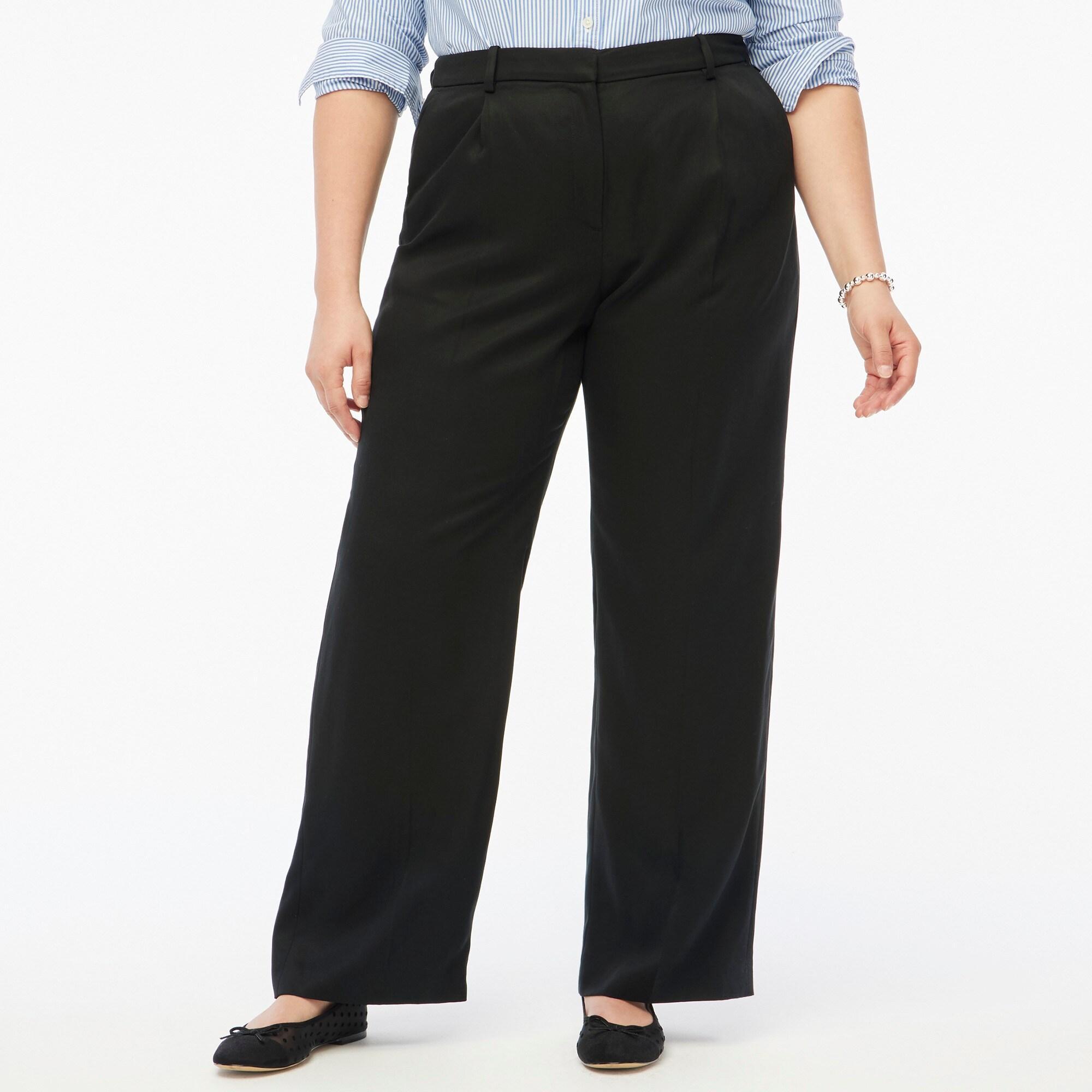 Wide-leg pleated twill trouser pant Product Image