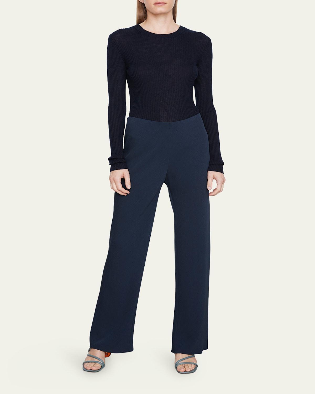 High-Waist Wide-Leg Bias Pants Product Image