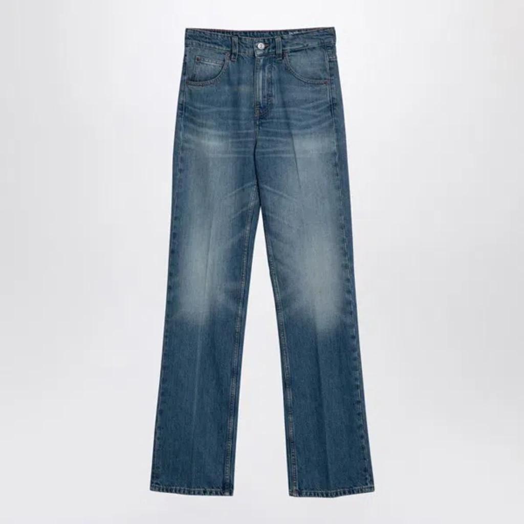 Washed Denim Jeans In Blue Product Image