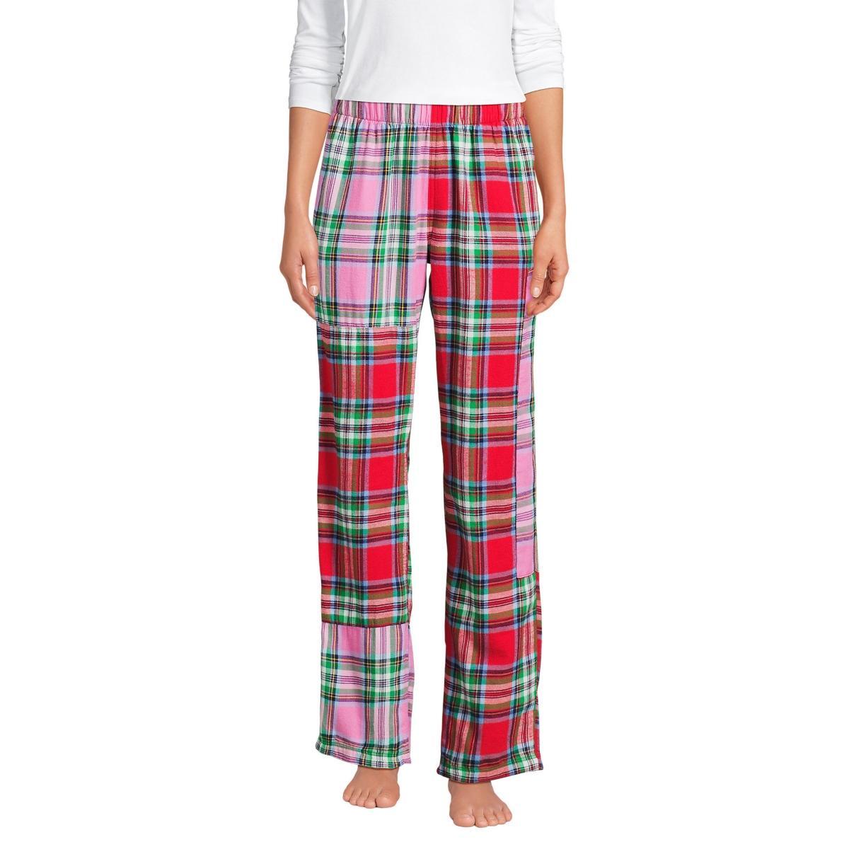 Lands End Womens Flannel Patchwork Pajama Pants - Red product image