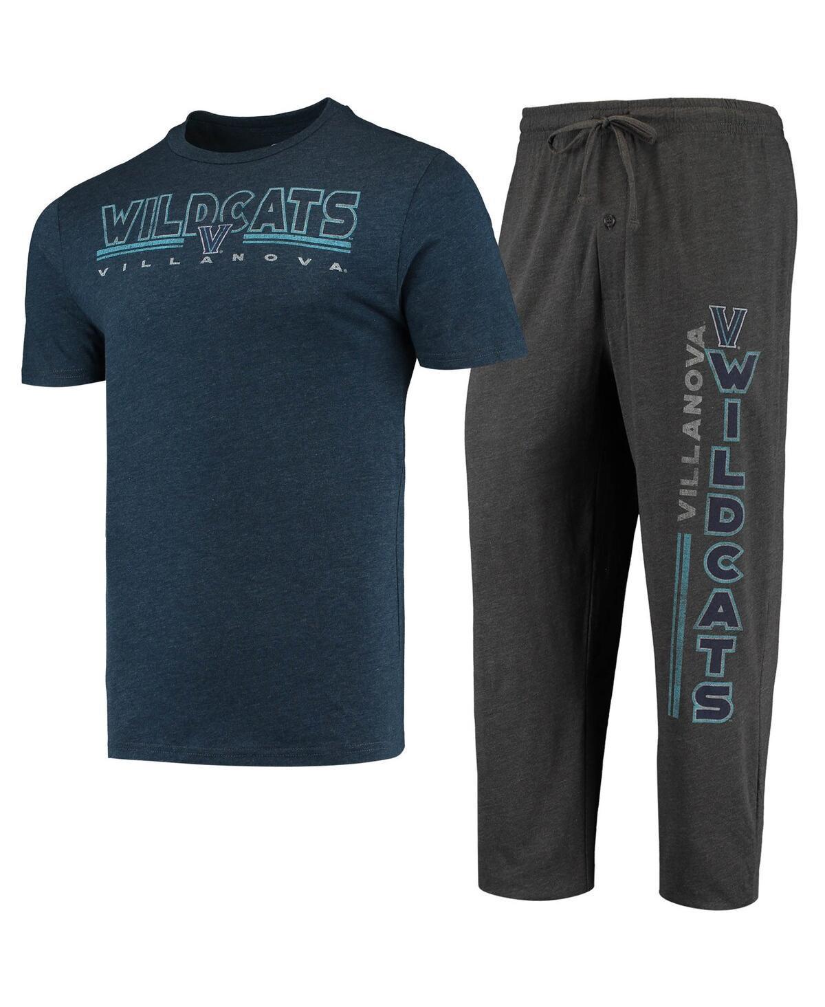 Mens Concepts Sport Heathered Charcoal/Navy Villanova Wildcats Meter T-Shirt & Pants Sleep Set Product Image