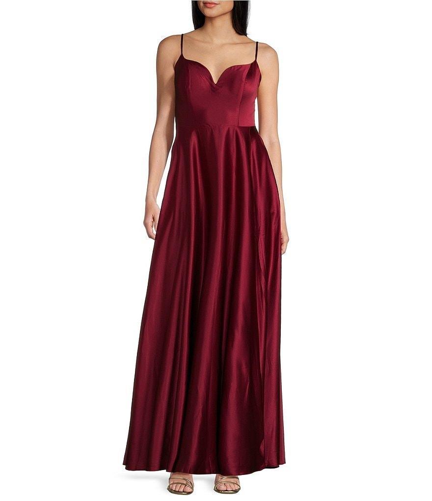 B. Darlin Spaghetti Straps V-Neck With V Wire Long Dress Product Image