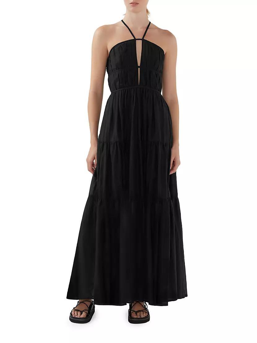 Seraphina Silk-Blend Tiered Maxi Dress Product Image