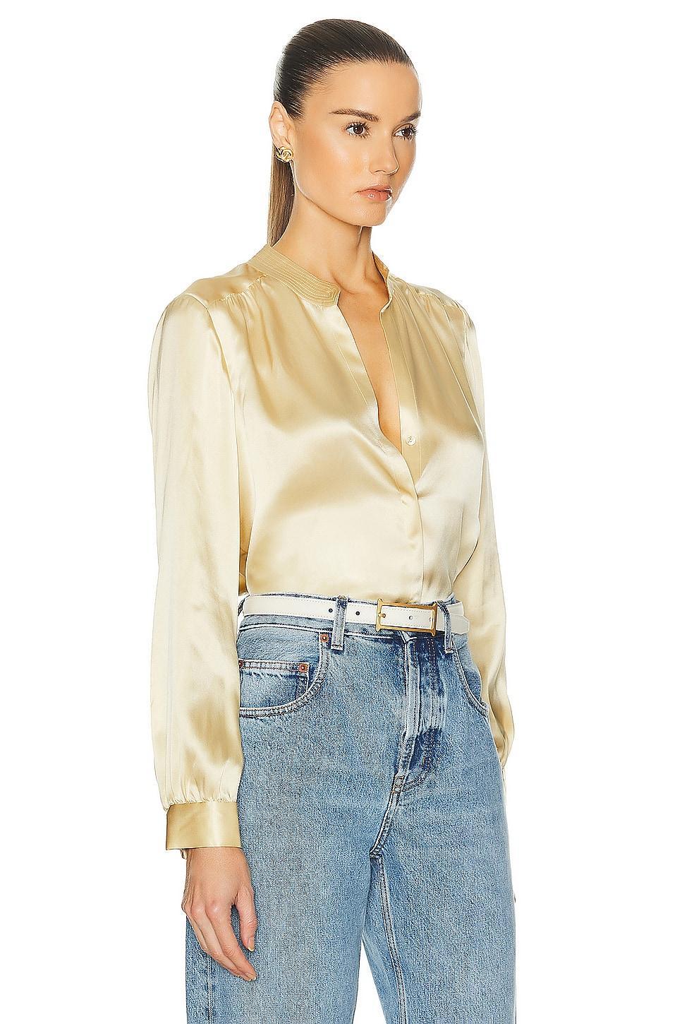 LAgence Bianca Silk Banded Collar Blouse Product Image