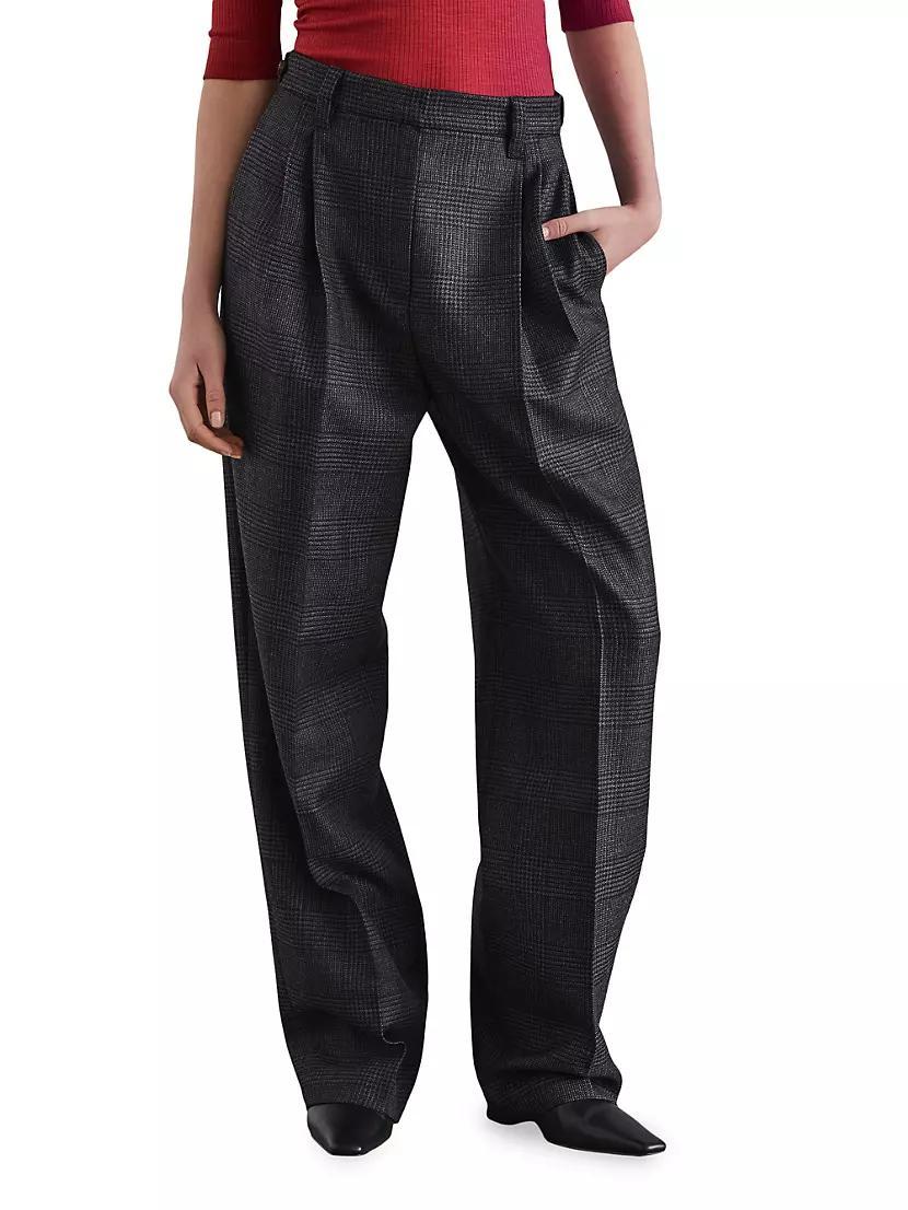 Virgin Wool Prince Of Wales Relaxed Tailored Trousers Product Image