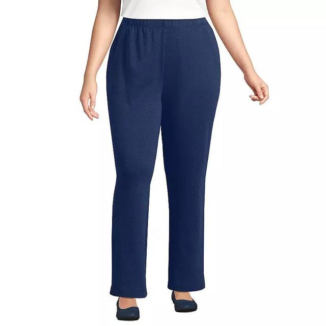 Plus Size Lands End Sport Knit High-Waist Pull-On Pants, Womens Flax Grey Product Image