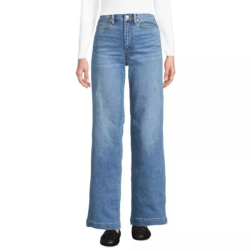 Womens Lands End High-Rise Wide Leg Jeans Product Image