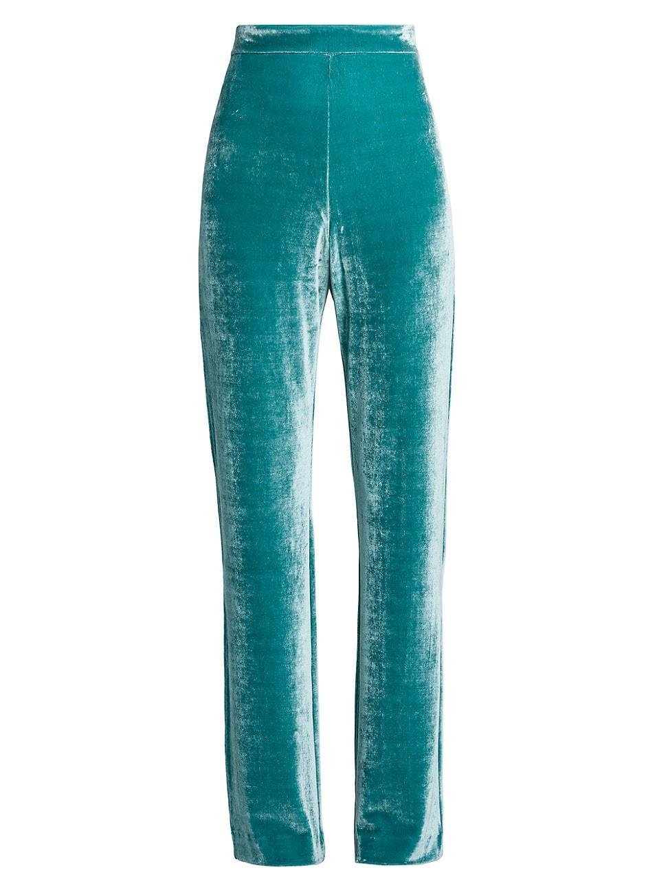 Womens Washed Velvet Straight-Leg Pants Product Image