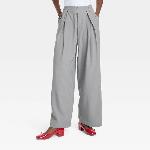 Womens High-Rise Wide Leg Pleated Front Trousers - A New Day 16 Product Image