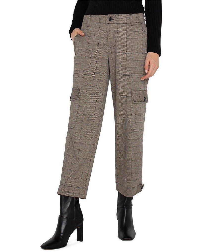 Liverpool Los Angeles Stretch Plaid Mid-Rise Utility Cropped Cargo Pants product image