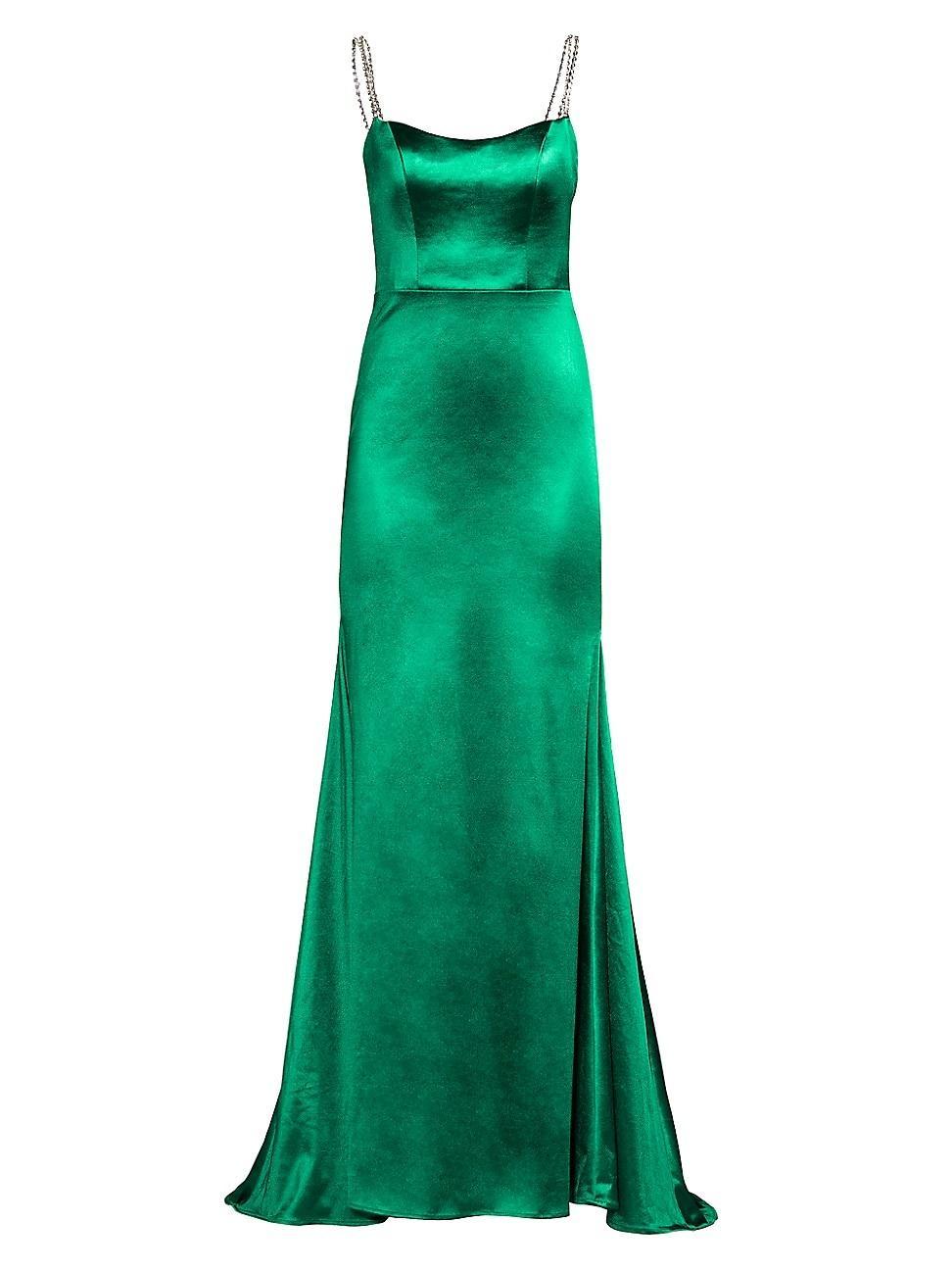 Womens Ieena Crystal-Strap Satin Gown Product Image