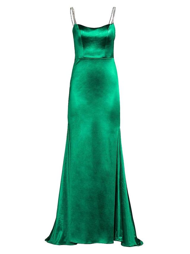 Womens Ieena Crystal-Strap Satin Gown Product Image