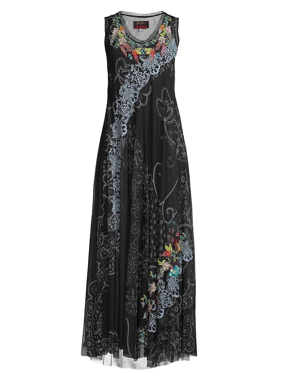 Womens Swing Lace Embroidered Mesh Maxi Dress Product Image