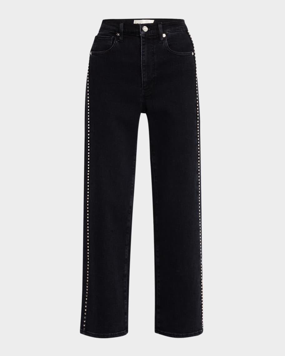 Le Sleek Straight Studded Jeans Product Image