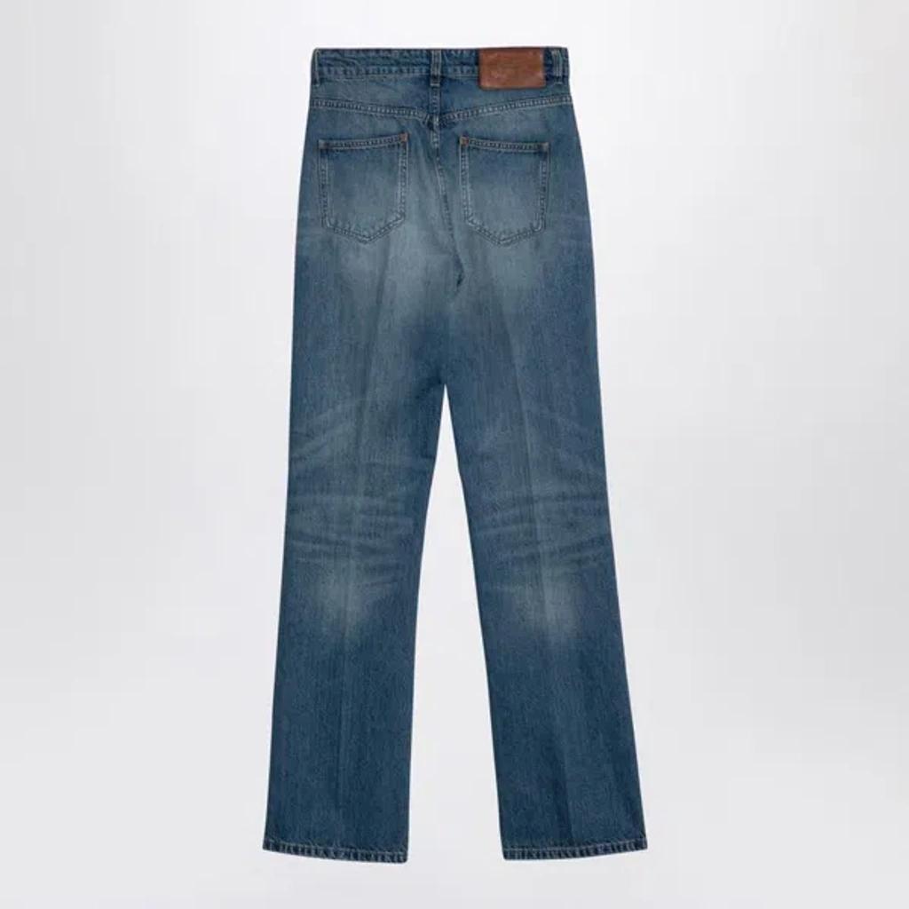 Washed Denim Jeans In Blue Product Image