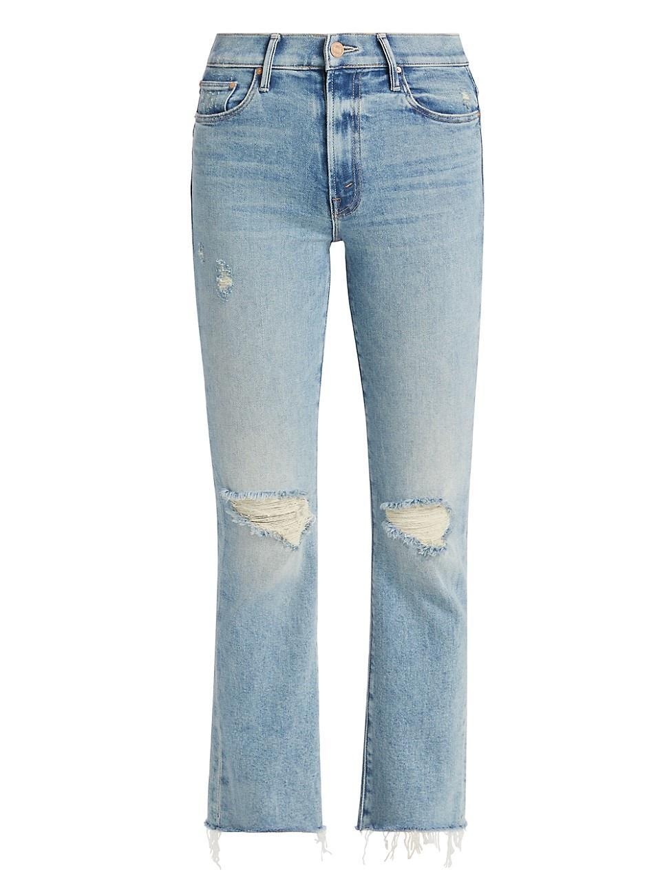 Womens The Insider Flood Fray Distressed Denim Jeans Product Image