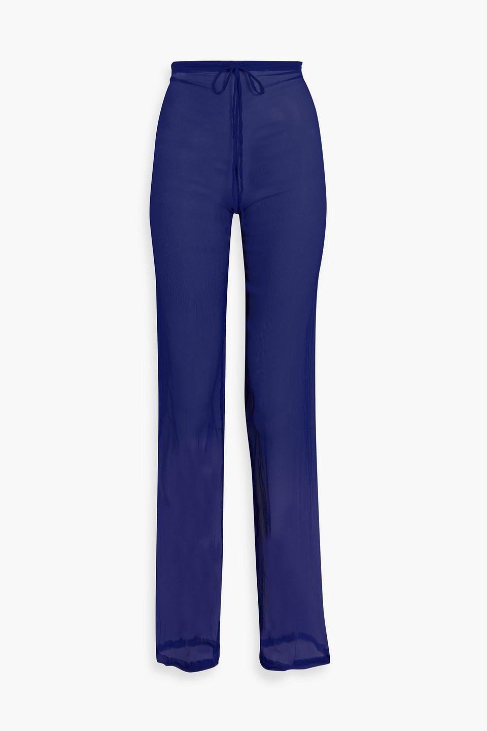 Silk-georgette Straight-leg Pants In Blue product image