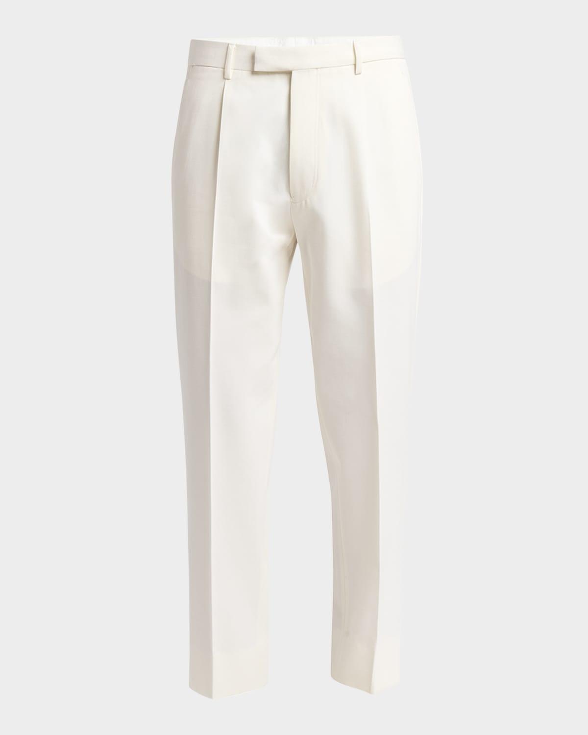 Men's Pleated Cotton-Wool Pants Product Image