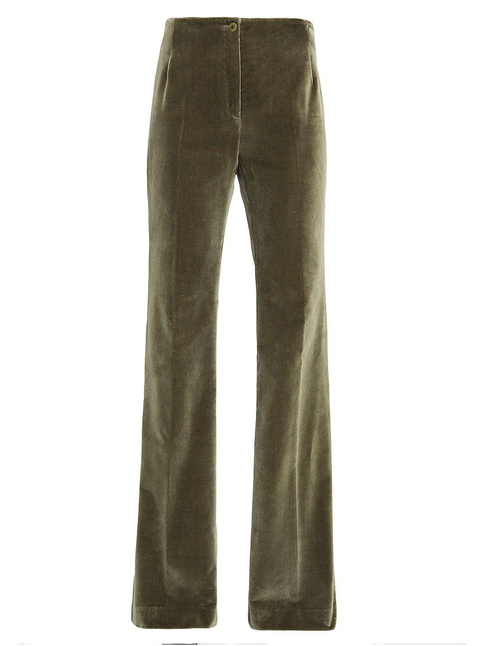 Womens Velvet High-Waist Flared Pants Product Image