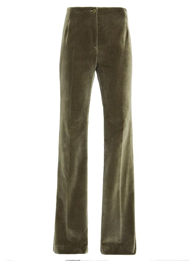 Womens Velvet High-Waist Flared Pants Product Image