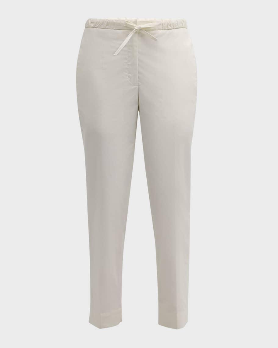 Mid-Rise Straight Leg Crop Drawstring Pull-On Pants product image