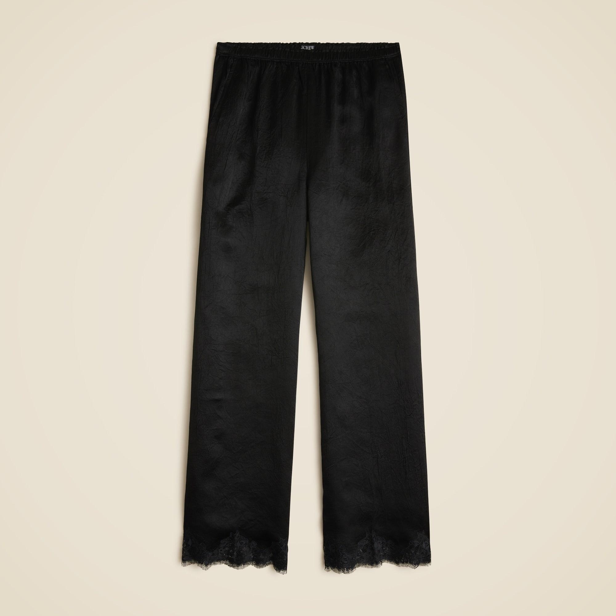 Stratus lace-trim pant in textured satin Product Image