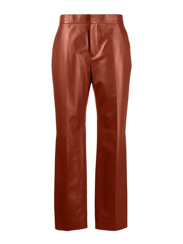 Leather Tailored Pants In Brown Product Image