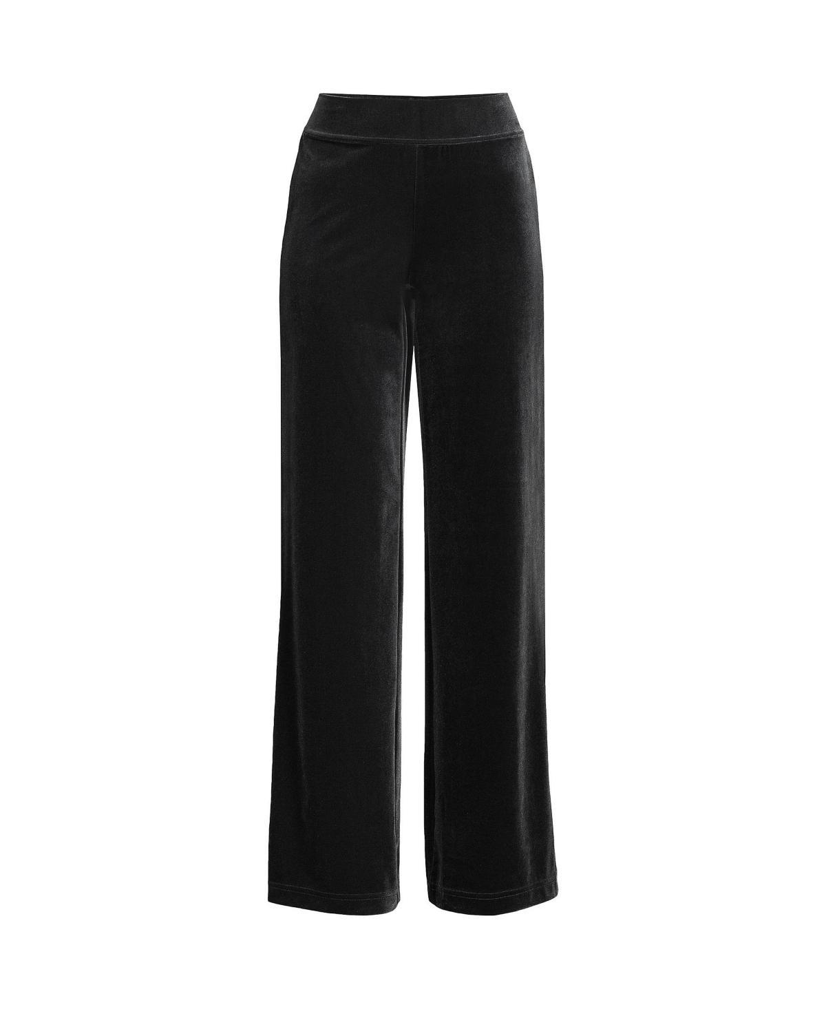 Womens Lands End Starfish Velvet High-Rise Wide Leg Pants Blue Product Image