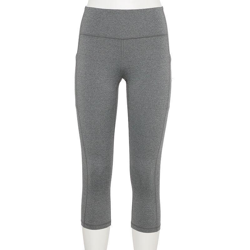 Petite Tek Gear Ultrastretch Pocket High-Waisted Capri Leggings, Womens Grey Sd Product Image