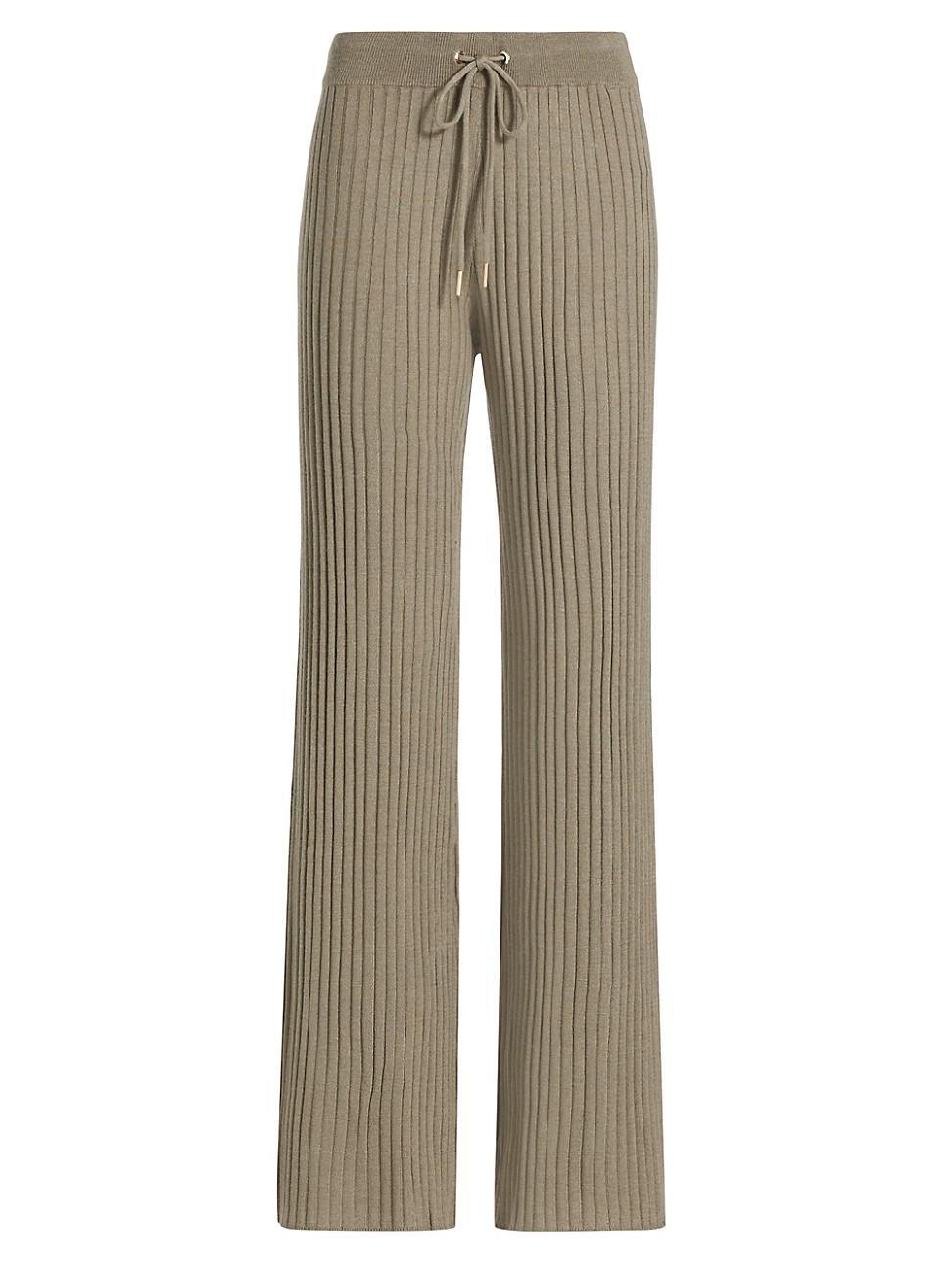 Womens Wide Rib-Knit Drawstring Pants Product Image