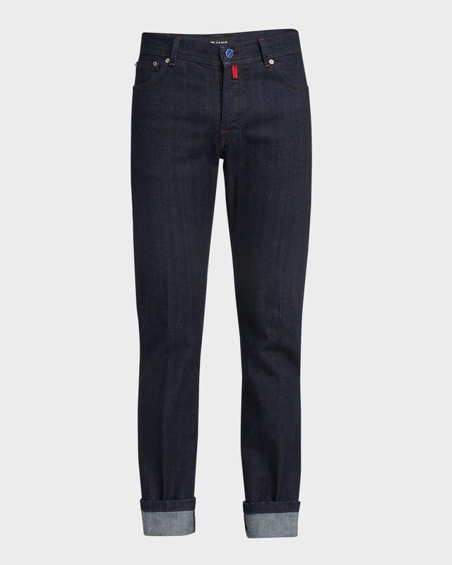 Men's Straight-Leg Dark Wash Denim Jeans Product Image