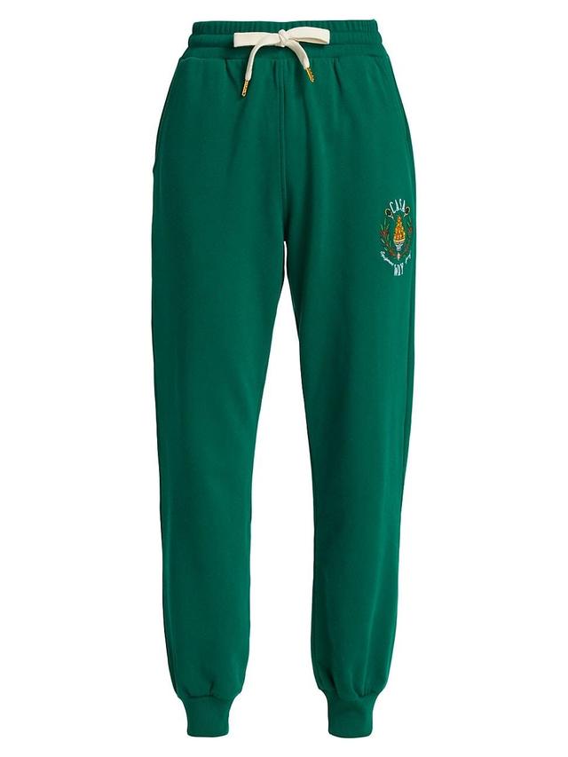 Womens Embroidered Cotton-Fleece Sweatpants Product Image