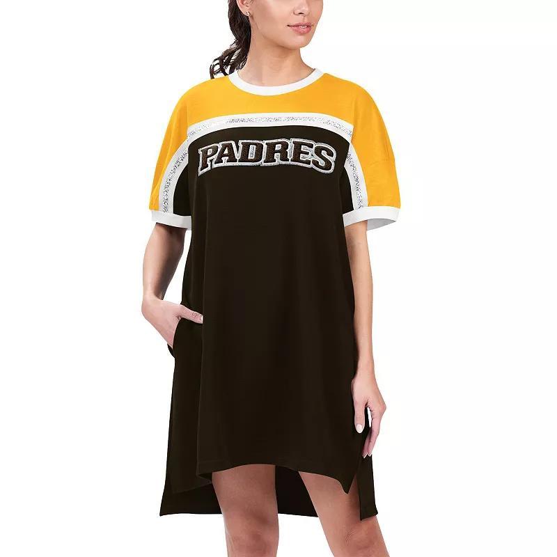 Womens G-III 4Her by Carl Banks /Gold San Diego Padres Circus Catch Sneaker Dress Product Image