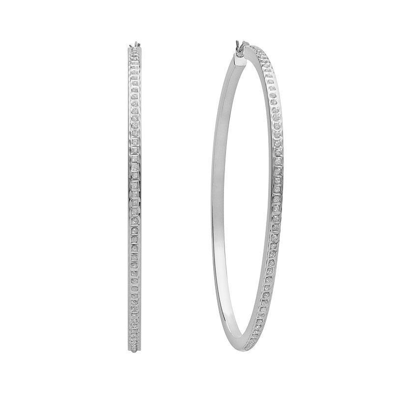 Diamond Mystique Platinum-Over-Silver Diamond Accent Hoop Earrings, Womens, Multicolor Product Image