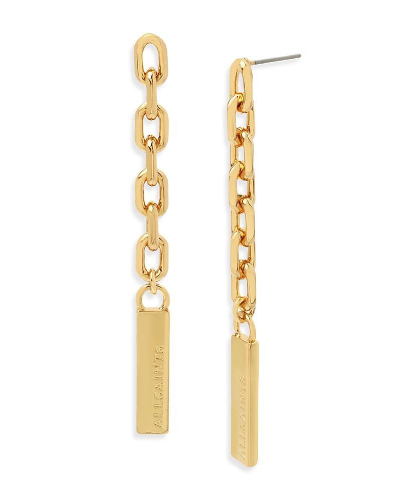 Allsaints Logo Etched Chain Link Linear Drop Earrings - Female Product Image