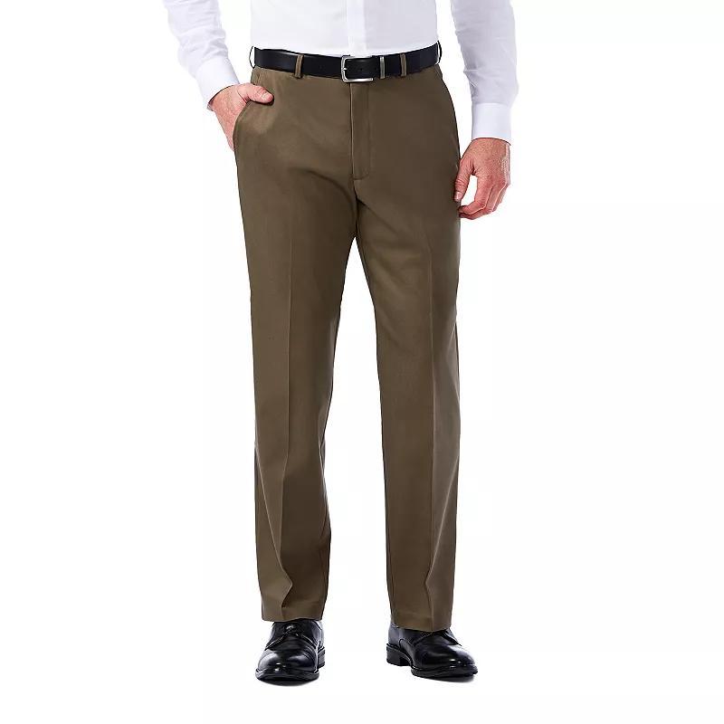 Mens Haggar Premium No-Iron Khaki Stretch Classic-Fit Flat-Front Pants Med Brown Product Image