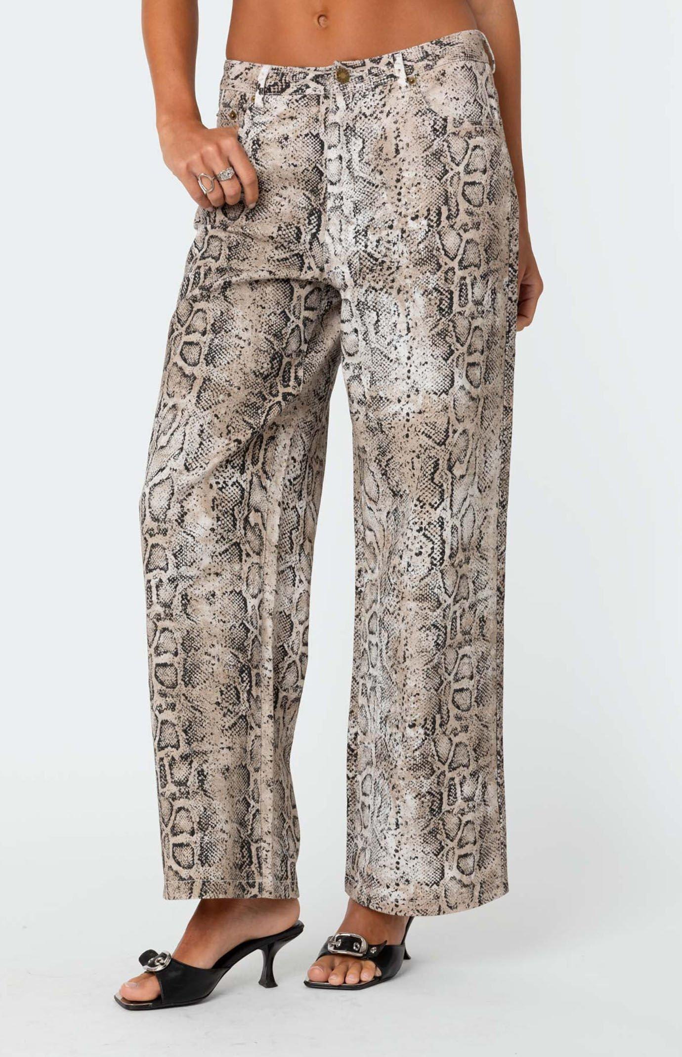 Edikted Women's Snakeskin Printed Low Rise Jeans - Product Image