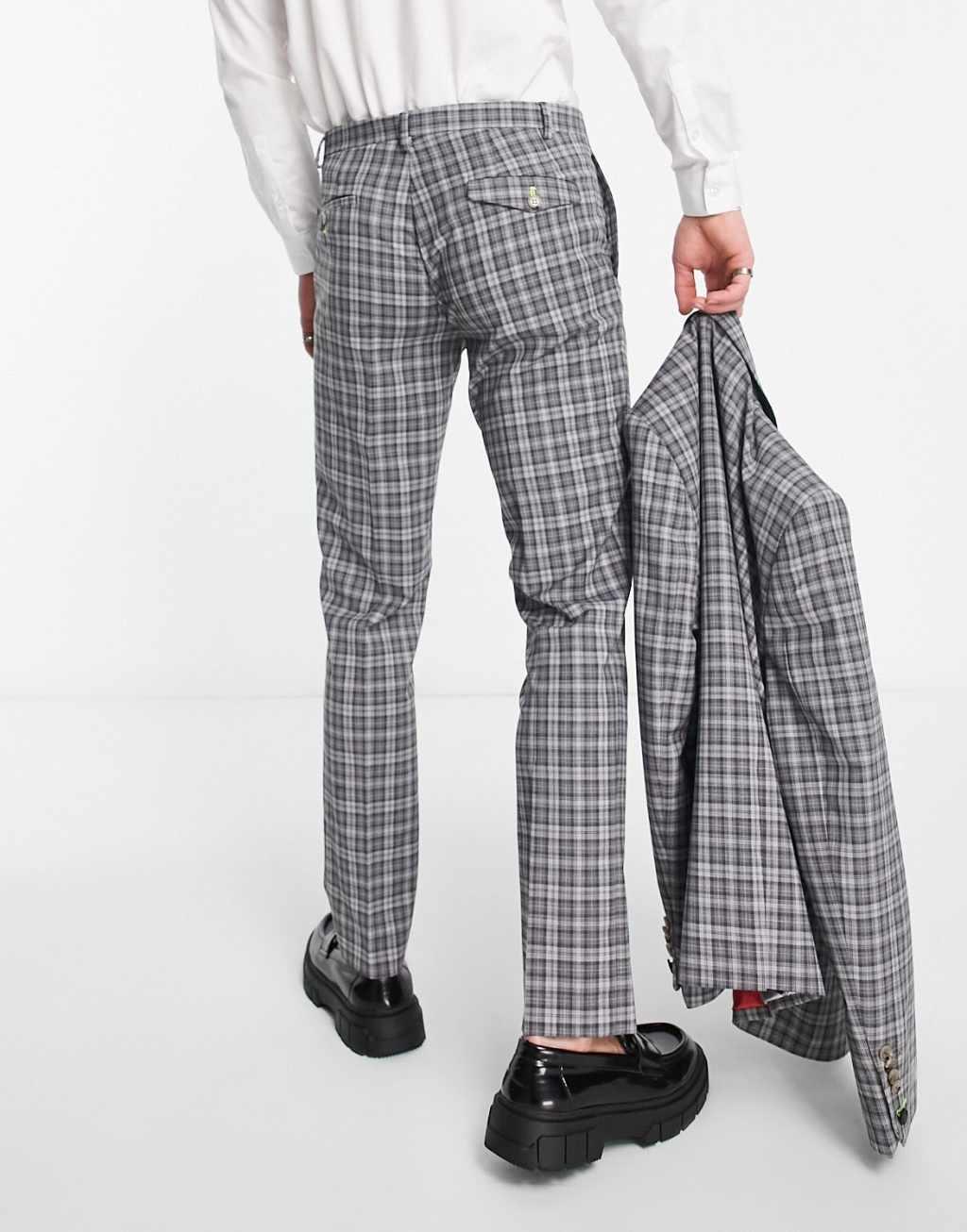 Twisted Tailor mepstead suit pants in gray prince of wales check Product Image