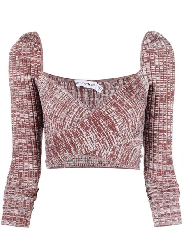 Viscose Blend Rib Knit Crop Top In Red Product Image