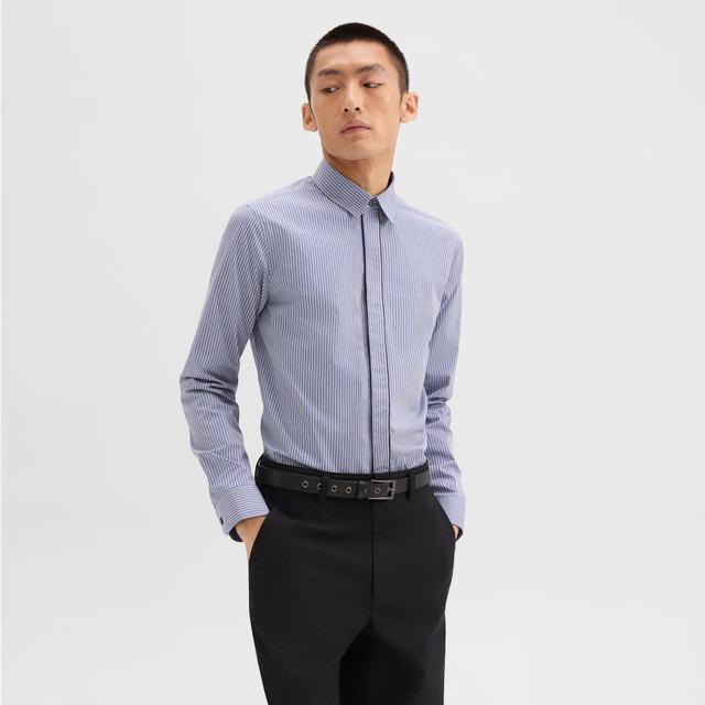 Striped Cotton-Blend Straight Shirt | Theory Product Image