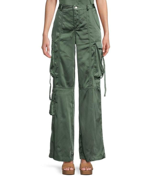 GB High Rise Coordinating Satin Cargo Pants Product Image