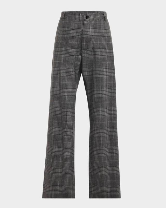 Men's Coated Check Trousers Product Image