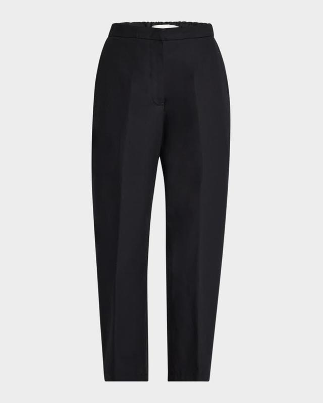 Mid-Rise Cotton Wide-Leg Ankle Trousers Product Image