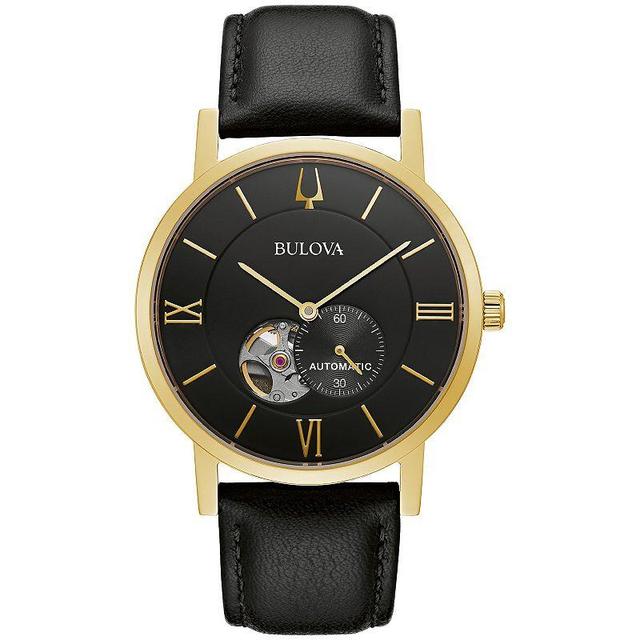 Bulova Mens Automatic Black Leather Watch - 97A154K Product Image